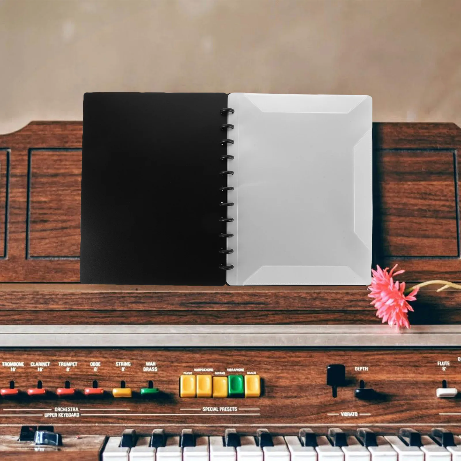Music Score Binder Transparent Insert Mushroom Clip 20 Pages Detachable Sheet Music Folders Modern Elegant Design for Band Choir