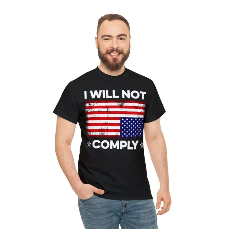 I Will Not Comply Distress Flag Unisex-T-Shirt aus schwerer Baumwolle