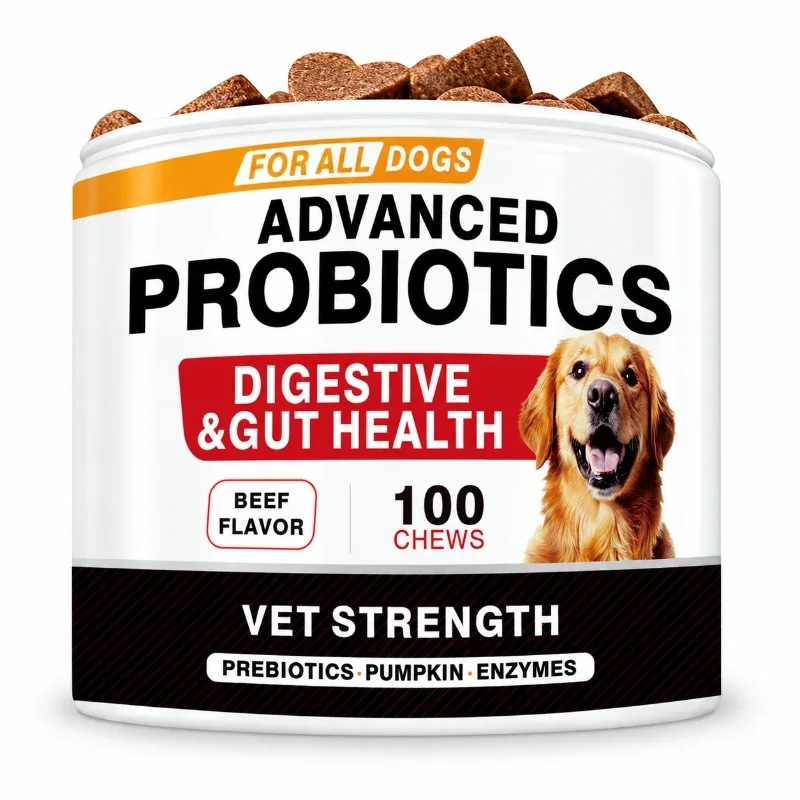 Advanced Probiotic Soft Chews for Dogs with Prebiotics Pumpkin Digestive Enzymes Beef Flavor 100 Chews 3