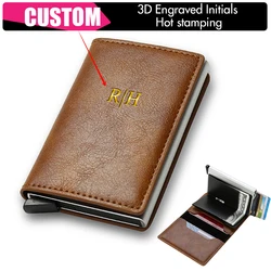 Personalized Initials Name Business Rfid Credit Card Holder Wallet for Men Customized DIY Engraved Designer Wallets Small Purse