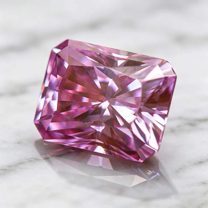 Moissanit-Stein im Radiant-Schliff, Sakura-Rosa Farbe, Laborgezüchteter Edelstein für DIY-Ringe, Halsketten, Ohrringe, Hauptmaterialien mit Zertifikat – Detail 4