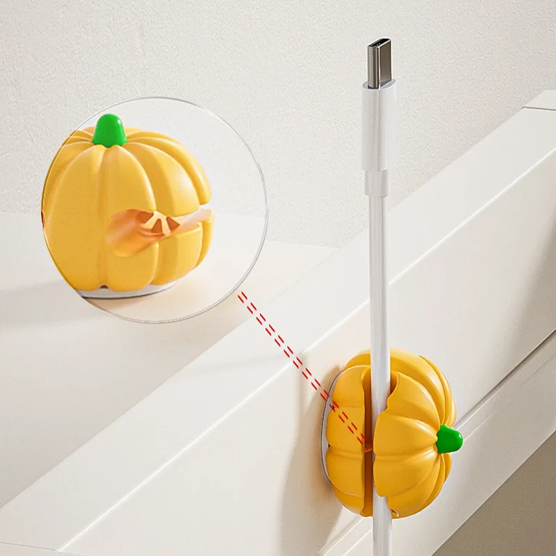 random color1pc Creative Pumpkin Cable Organizer Desktop Data Wire Winder Phone Charging Cable Clip Holder Cord Protector