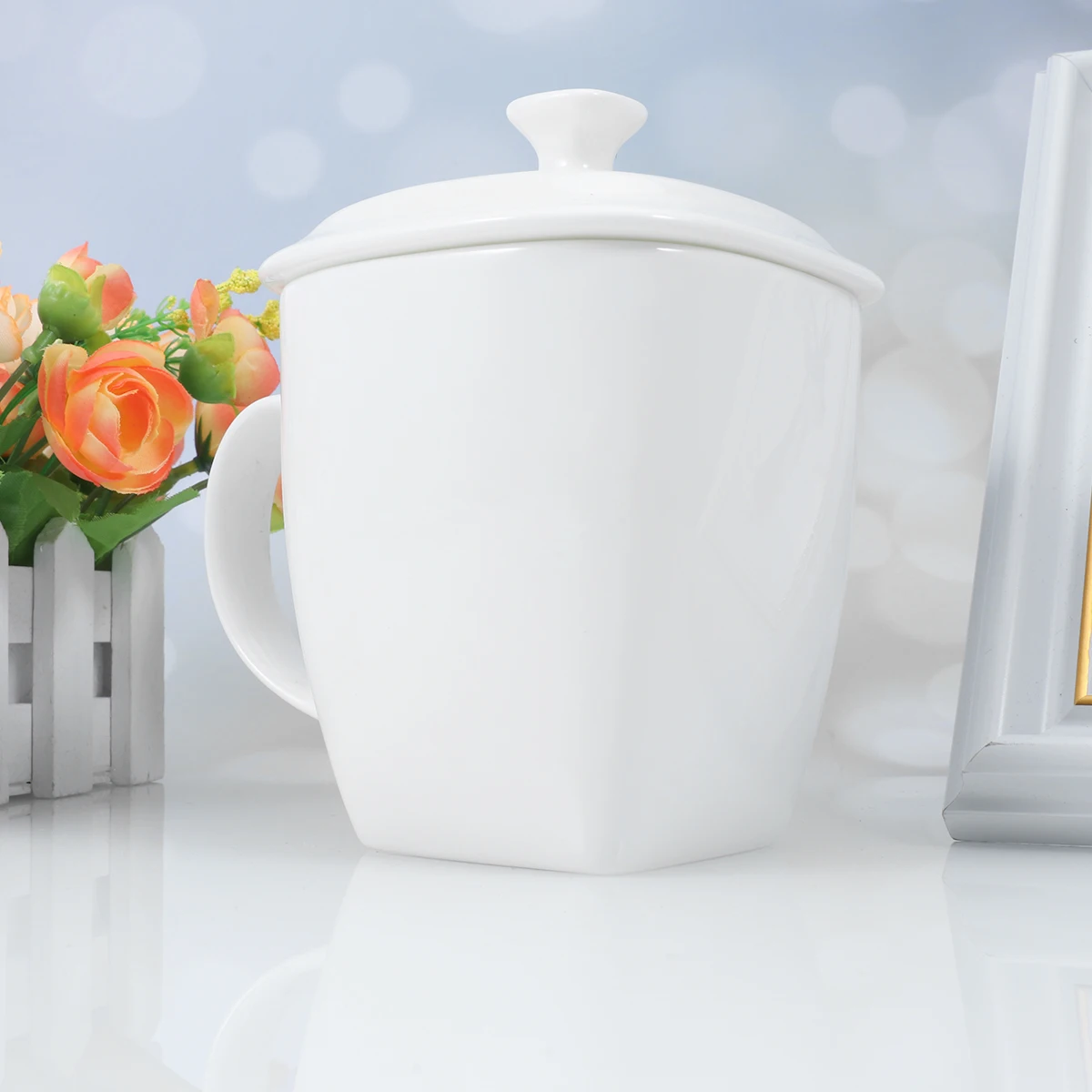 

Ceramic Mugs 501-600Ml Bone China Pure -Friendly Heat Resistant Handle Exquisite Printed Pattern Gift for Special