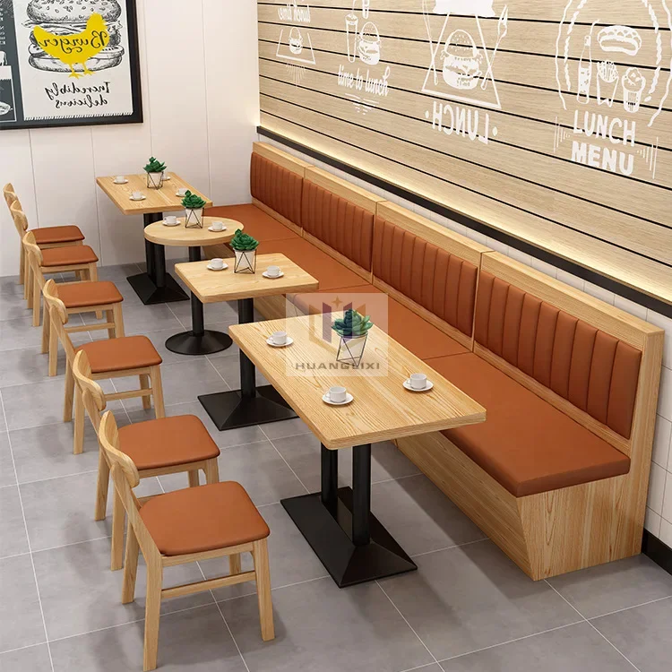

Dining Seating Booth Sets for Restaurant Furniture Customized Seating Fast Food Restaurant Sofa Booth Hot Sale Chair and Table