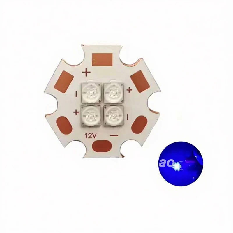 

Светодиодные бусины высокой мощности 3В/6В/12В 20Вт XTE Royal Blue 450-455нм 3535, 4 чипа в одном, с медной печатной платой 20 мм