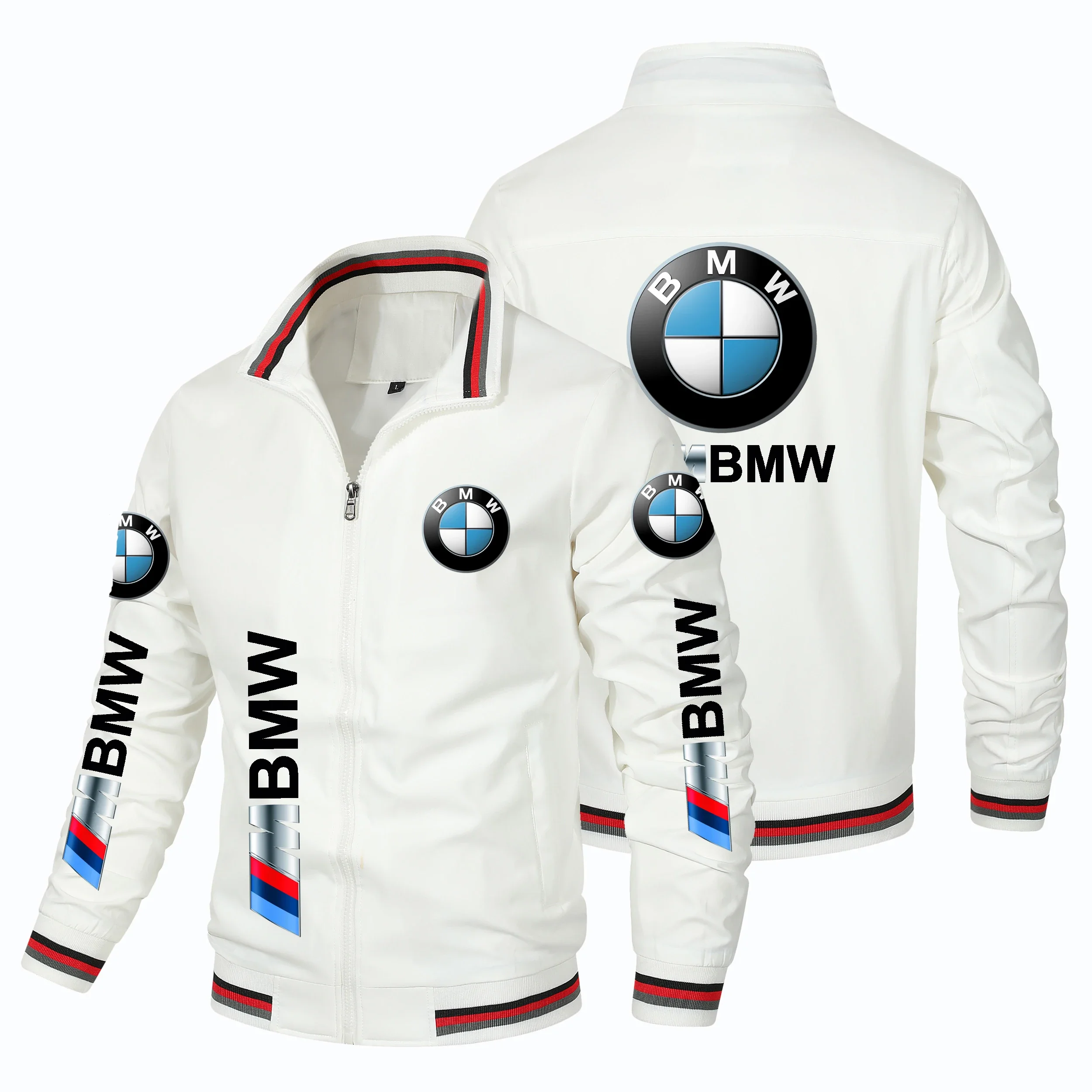 

Fashionable and Trendy Motorcycle Riding Jacket With Printed Collar, Zipper Jacket, Threaded Cuffs, Casual Top, Windproof Jacket