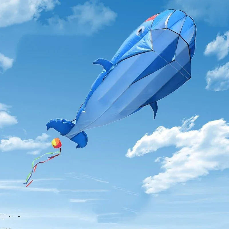 Grande golfinho Kite voando macio Kites Line, Ripstop Nylon brinquedos ao ar livre, Parafoil Sports Software Parapente Brinquedos para adultos e crianças