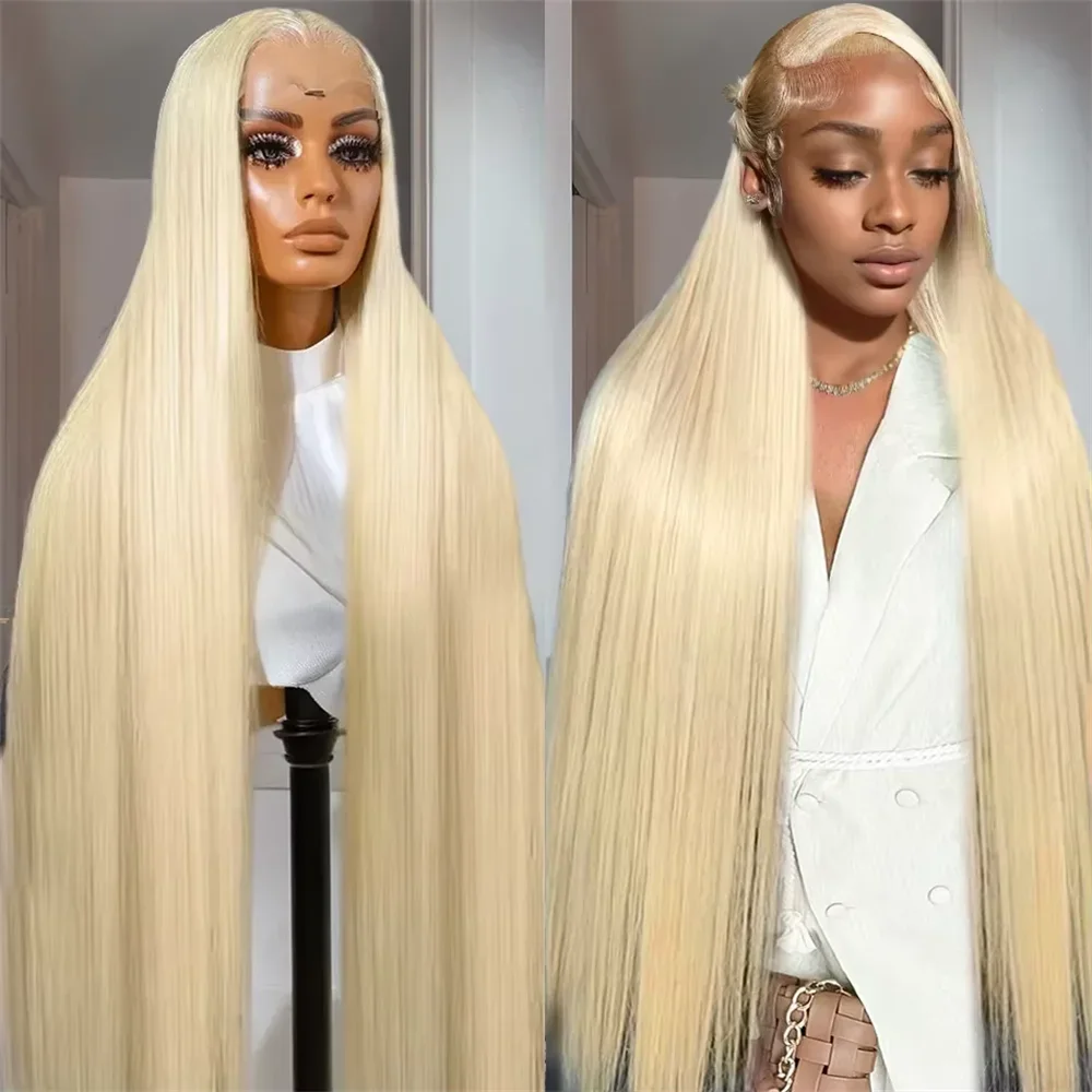 

613 Straight Blonde Colored 13x6 HD Transparent Lace Frontal Wig 200 Density 100% Human Hair 40 46 Inch Lace Front Wig For Women