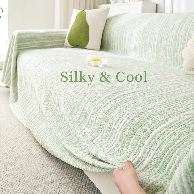 

Silky Cool Summer Sofa Throw Blanket Universal Fit for Living Room Furniture Protection Breathable Couch Cover Living Room