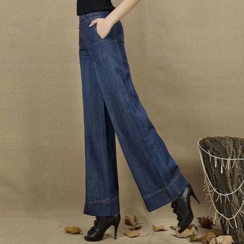 Jeans jeans de cintura alta para mulheres, calças retas, roupas vintage, calças grandes, jeans grande, na moda Harajuku