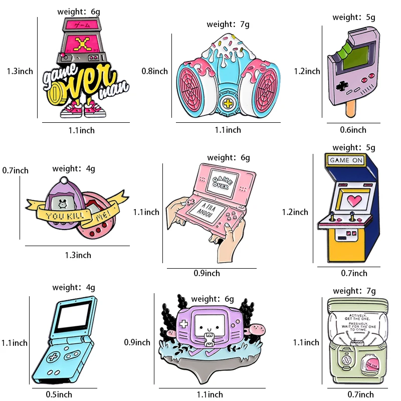 Game Enamel Pin Custom Pink Purple Nostalgic Gashapon Brooches Bag Clothes Lapel Pin Handheld Game Console Badge Jewelry Gift