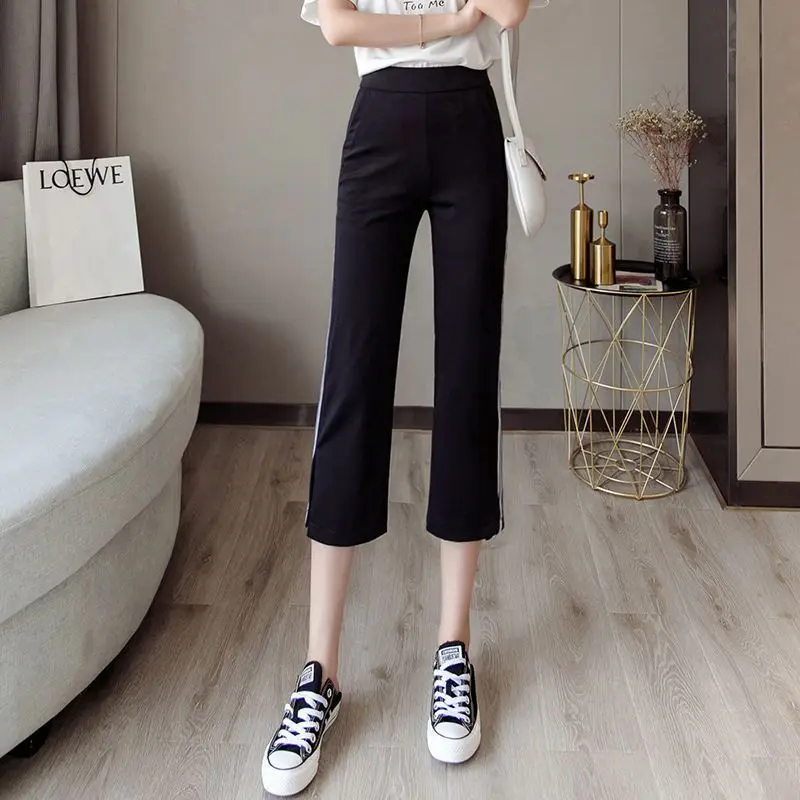 New Seven Piece Parent-child Pants Women's Summer Thin 2023 New Large Fat mm High Waist Split Micro Horn Student Plus Fat Sport