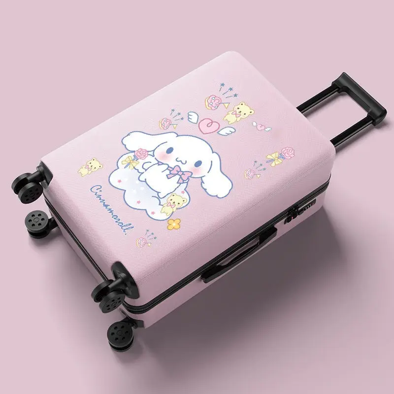 Sanrio Anime 20 Inch Suitcase Kawaii Cinnamoroll Durable Pull Rod Case Girl Heart Cute Cartoon Character Code Case Children Gift