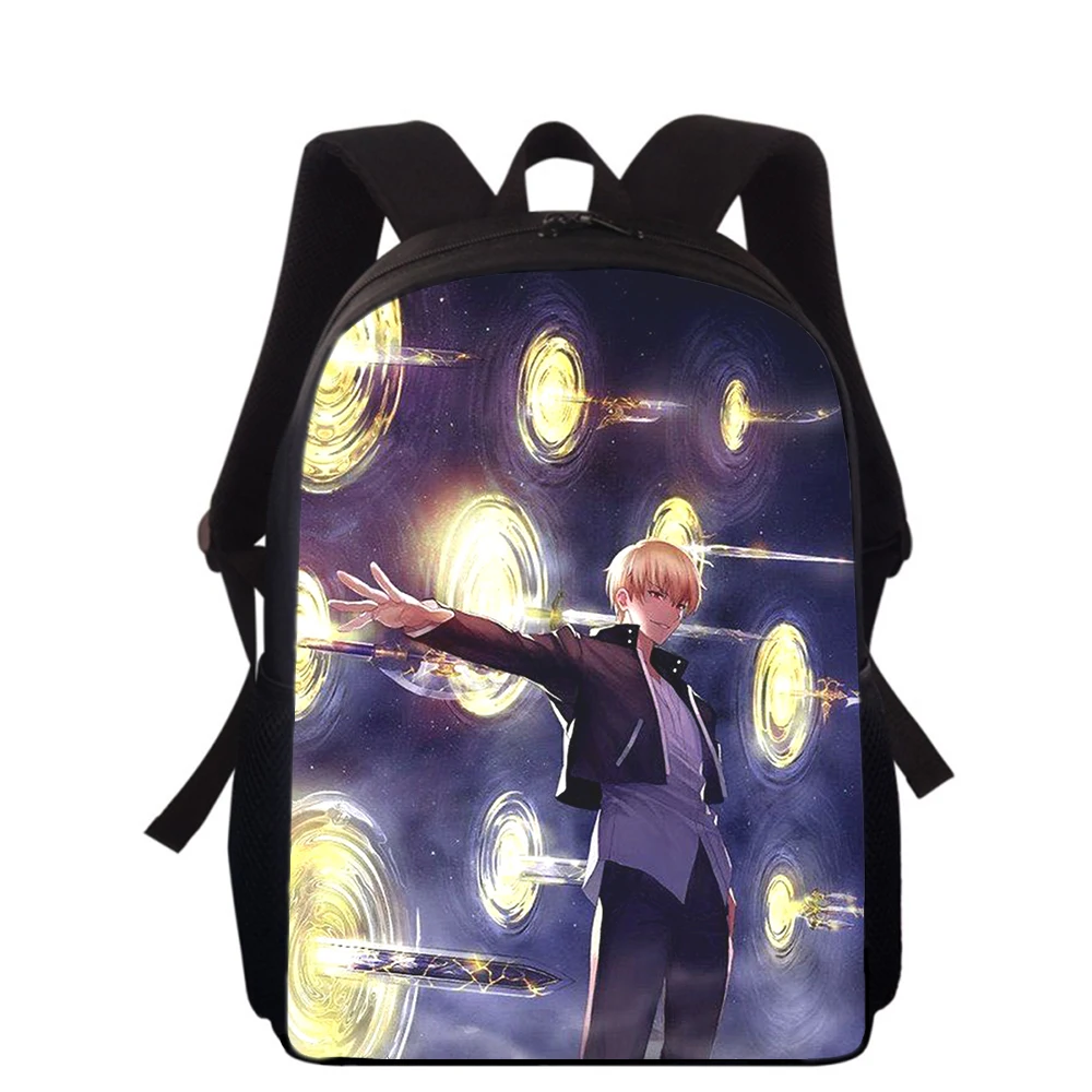 Mochila con estampado 3D de Anime Fate Gilgamesh para niños y niñas, morral escolar de 15 pulgadas, mochilas para libros