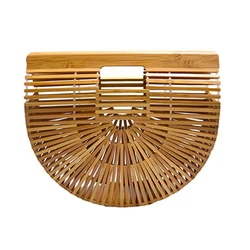 Summer Rattan Woven Handbags Women Casual Saddle Bag 2022 New Semicircle Outdoor Beach Handmade Top Handle Bags Clutch Purses