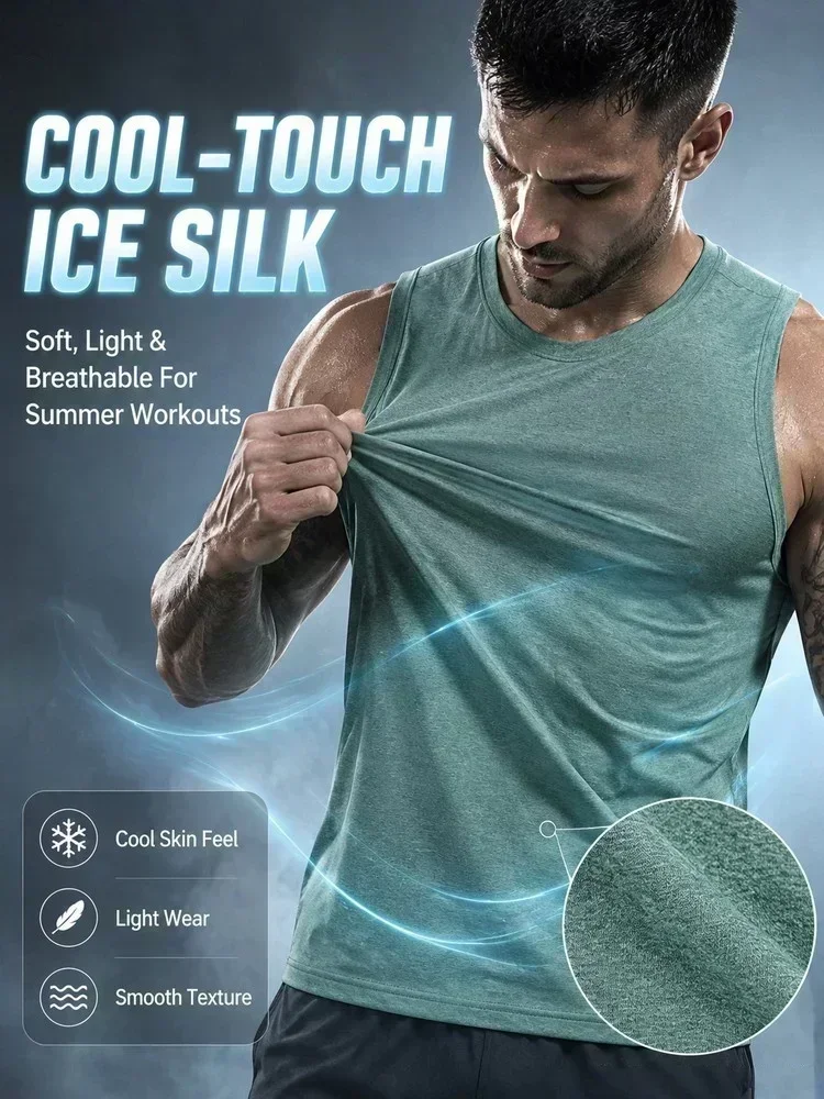 Herren-Fitness-Tanktop mit Spinnenmuster, leicht, atmungsaktiv, schnelltrocknend, elastisches Sporttop ohne Ärmel – Detail 6