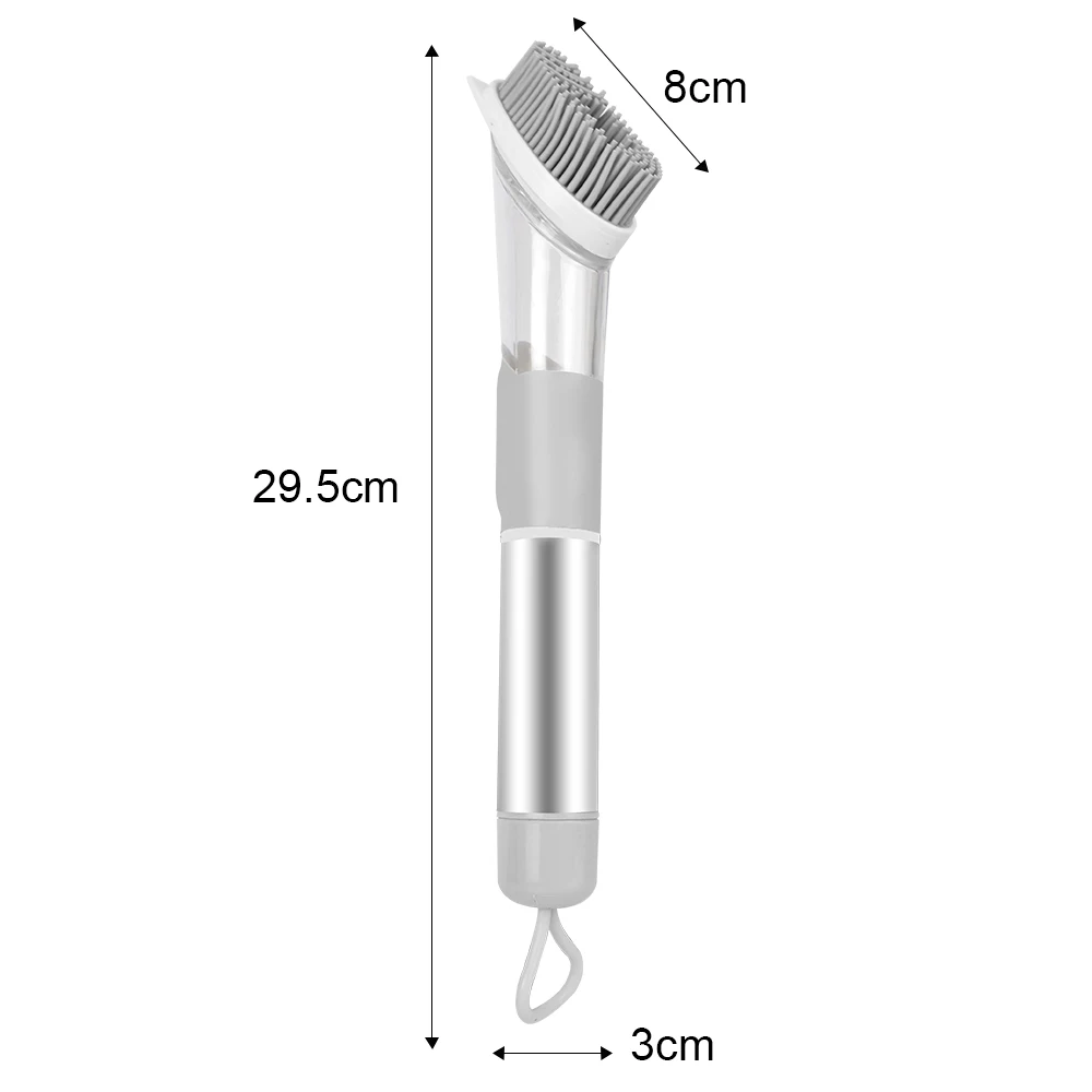 Kitchen Cleaning Brush Kitchen Gadgets Removable Sponge Brush Automatic Liquid Dispenser 3 In 1 Long Handle Dishwashing Brush