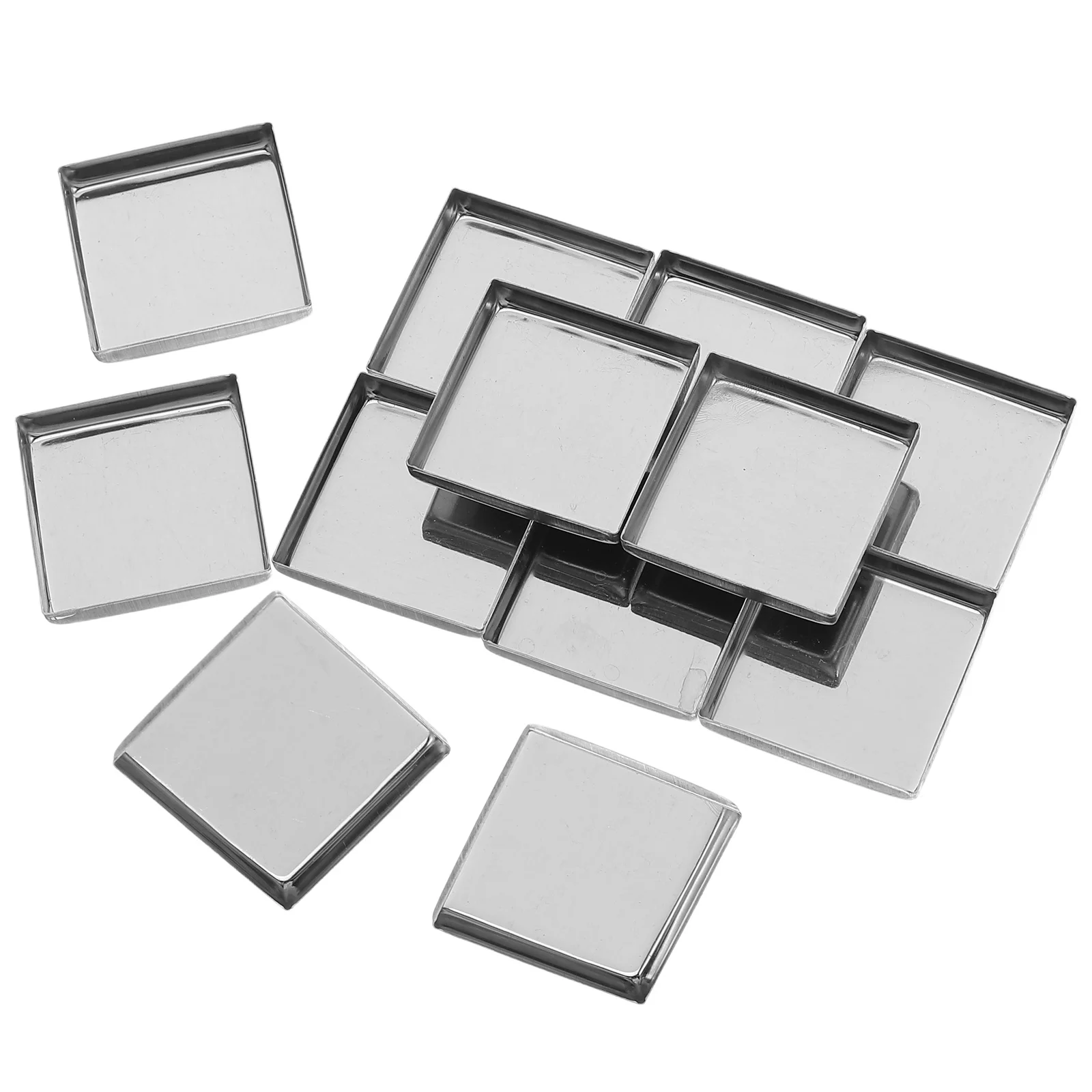 20 pçs paleta de blush vazio quadrado metal panelas 26x26x5mm diy panelas organizador de maquiagem sombra paleta depósito recargas