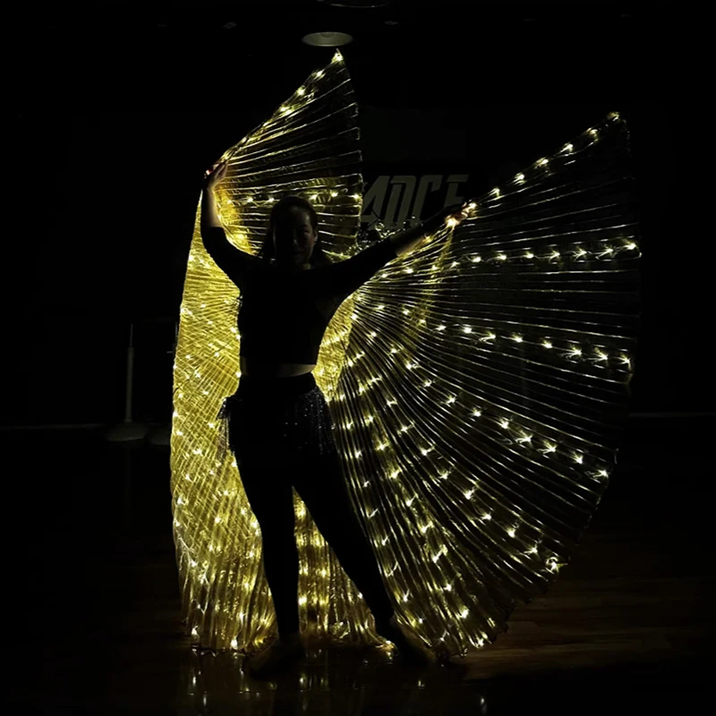 여성 나이트 클럽 성능 조명 밸리 댄스 날개 무대 속성 화려한 LED 이시스 날개 360도 플래시 조명