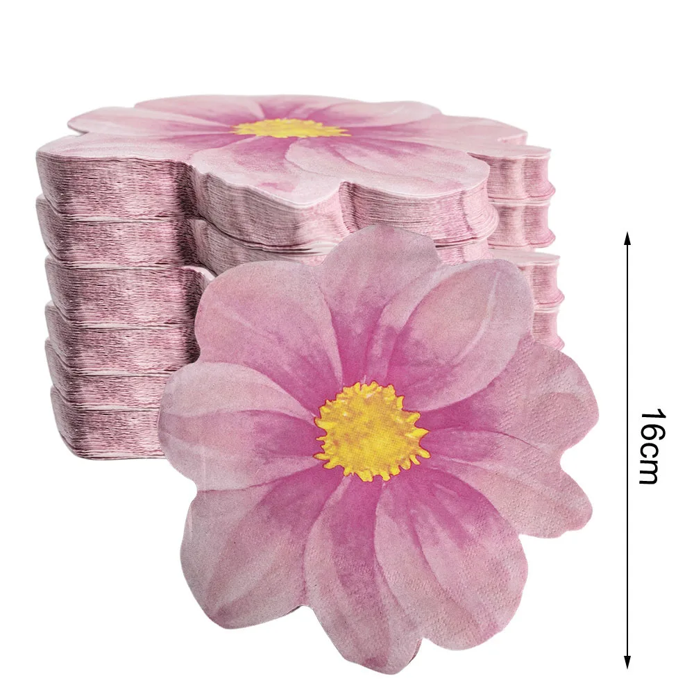 20-100 stücke Blume Papier Servietten Einweg Gänseblümchen Rosa Blume Papier Servietten Baby Dusche Geburtstag Party Geschirr Dekor Liefert – Detail 2