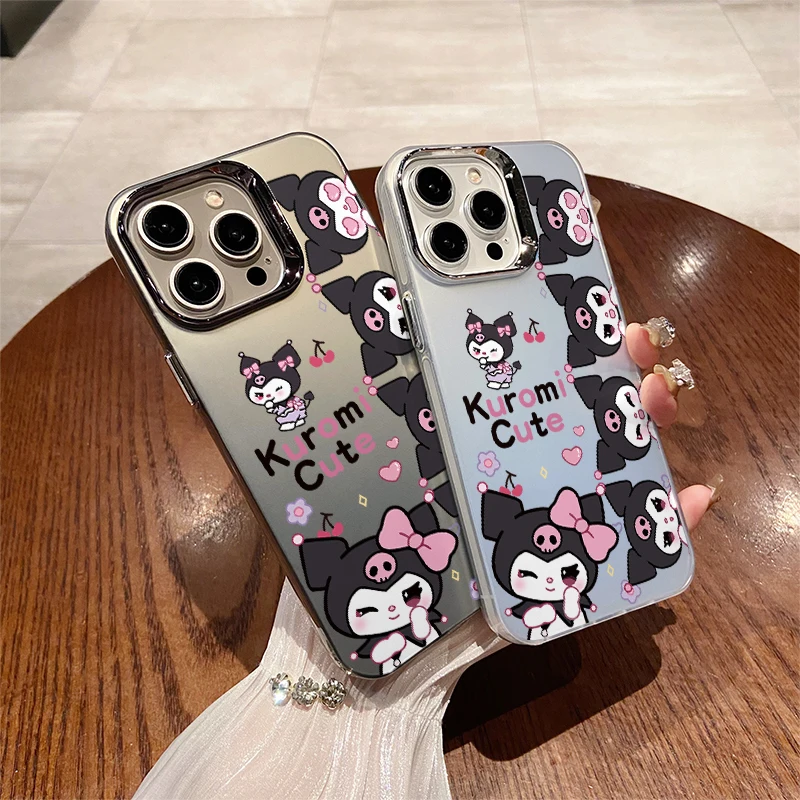 New Miniso Sanrio Lovely Kuromi Case For iPhone 15 14 13 12 11 Pro Max XS XR X 7 8 Plus SE Bumper Protectiou Plating Cover