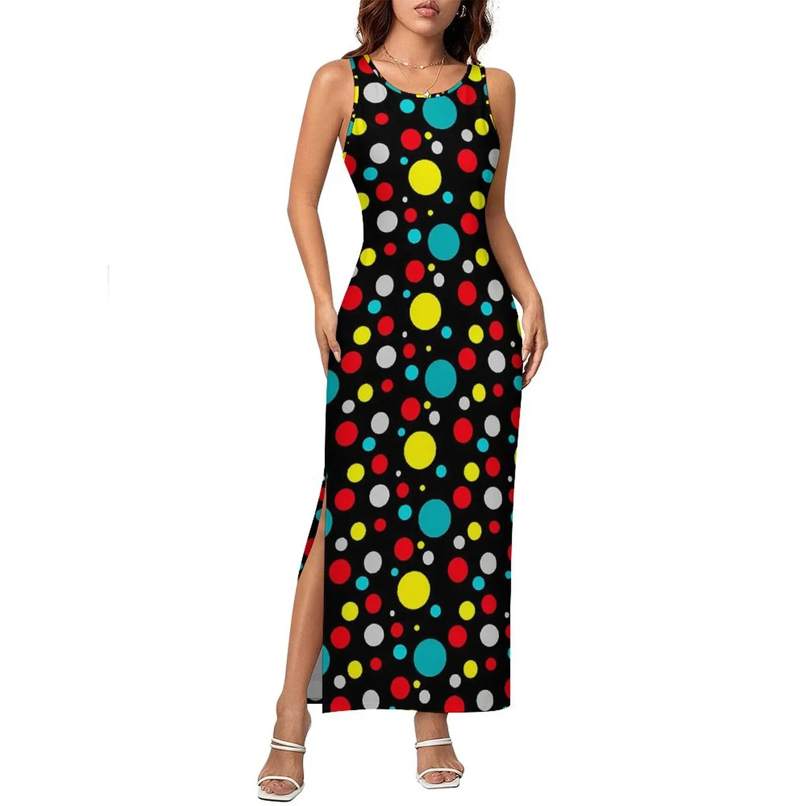 

Abstract Ball Bodycon Dress Spring Colorful Dots Print Club Sexy Maxi Dresses Female Design Fashion Dress Large Size 3XL 4XL