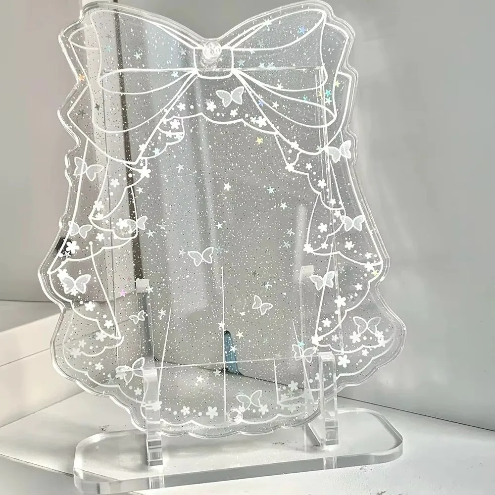 INS Acrylic Acrylic Photo Frame Bow Glitter Card Holder 3 Inch Card Storage Star Chasing Card Desktop Stand