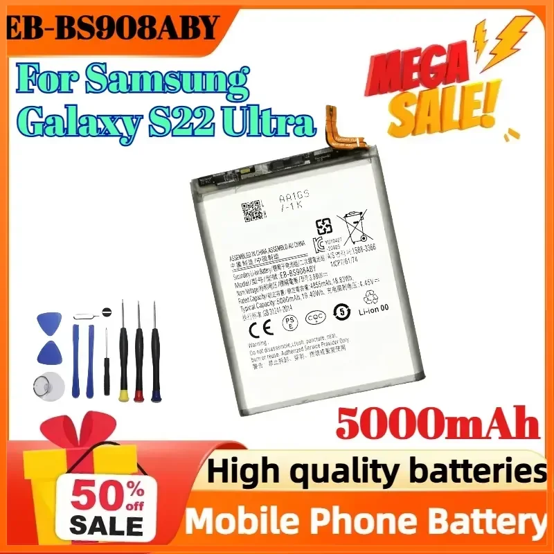 New EB-BS908ABY 5000mAh Mobile Phone Battery For Samsung Galaxy S22 Ultra +Tools