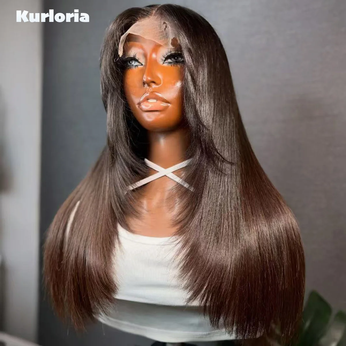 Layered Straight Lace Front Wig Ombre Brown 13x4 13x6 HD Transparent Lace Front Wig Wear and Go Glueless 100% Human Hair Wig