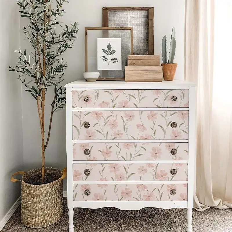Pink Floral Peel and Stick Wallpaper Vintage Renter Friendly Wallpaper Vinyl Film Self Adhesive Decorative Wall Contact Paper