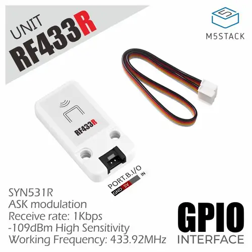 Imagen 2 del producto M5Stack RF433T/R Transmisor y receptor RF inalámbrico Frecuencia de trabajo 433,92 MHz para aplicación de automatización de control remoto IoT RF