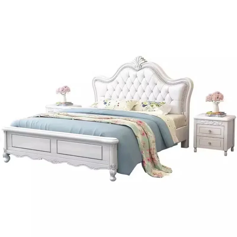 European High End Double Bed Frame Master Modern Wood Princess Twin Bed Frames Queen Girl Safe Design Camas De Casal Furniture