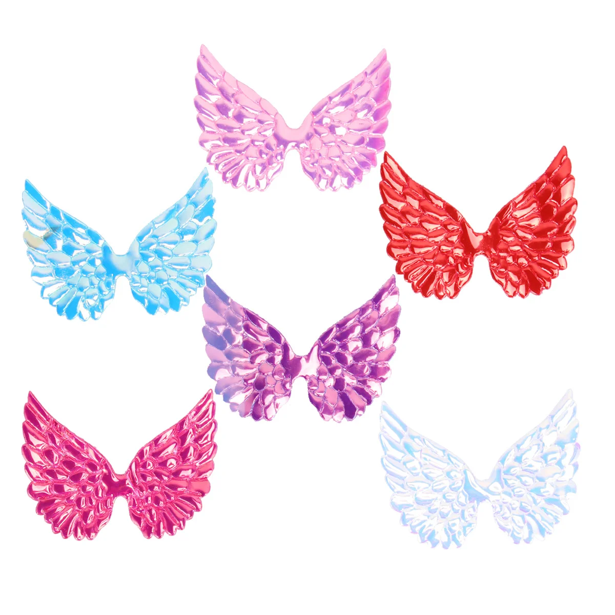 

30Pcs Mixed Color PU Wing Patches for Children Hair Bows DIY Material Angle Wings Embroidered Appliques for Fashion Apparel