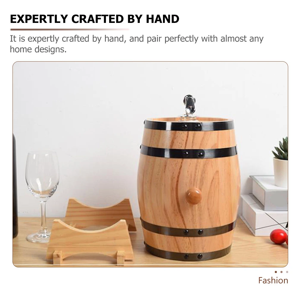 

Wooden Barrel 3L Brewing Kit Stainless Steel Faucet Oak Beer Dispenser Red Wine Bucket Wood Bucket Beer Barrel Wine Container