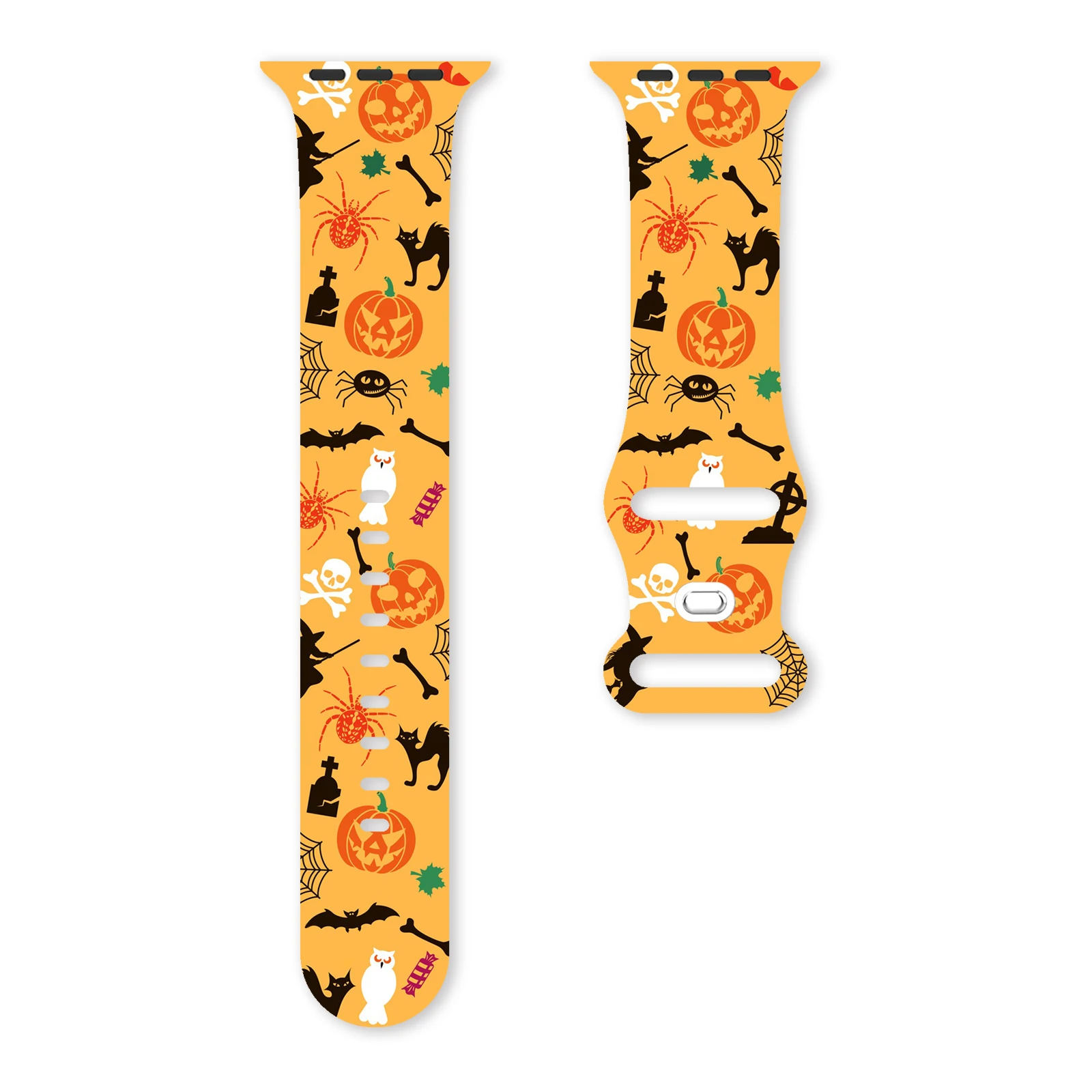 Halloween Pumpkin Printed Strap for Apple Watch 9 8 7 SE Silicone Band Replaceable Watchband for iWatch 45mm 44mm 41mm Bracelet