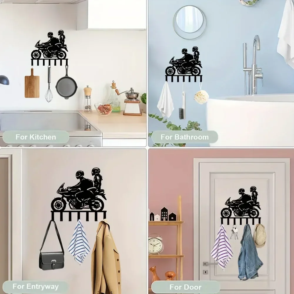 Mesmerizing Wall Couple Motorcycle Metal Key Hangers – Hypnotic Decorative Wall Hooks, Useful Key Holder for Office & Home Decor