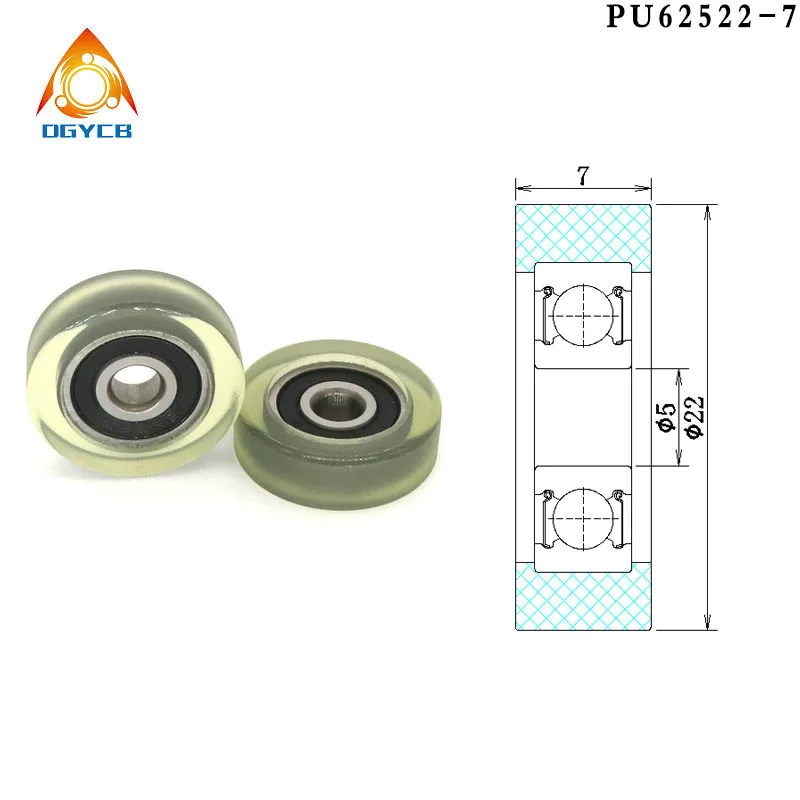 1pcs 6x22x7 Polyurethane Coated Roller PU69622-7 6mm Bore 22mm Diameter Polyurethane Molded Bearing 6*22*7 Rubber Wheel