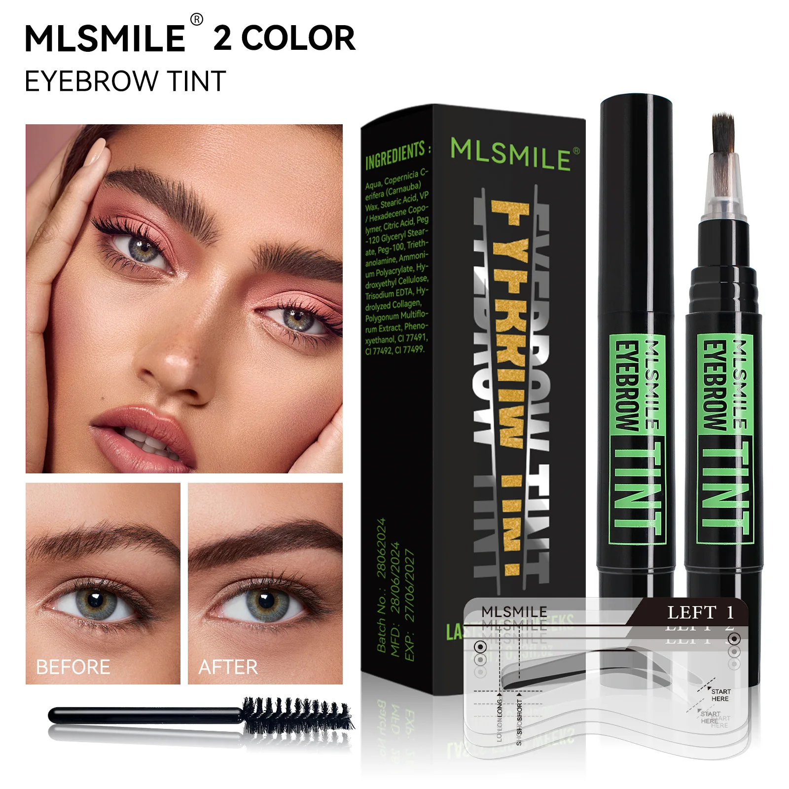 Kit de tinte para cejas y pestañas, 2 colores, tinte rápido, Gel para tinte de cejas, crema para cejas, potenciadores de cejas, máscara de Henna, herramienta de maquillaje