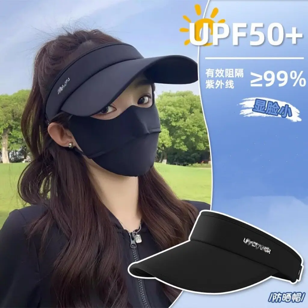 Upf 50 Plus Mens Uv Protection Wide Brim Sun Visor Hat Ice Silk Cotton Empty Top Cap For Outdoor Fishing Hiking Running Sports