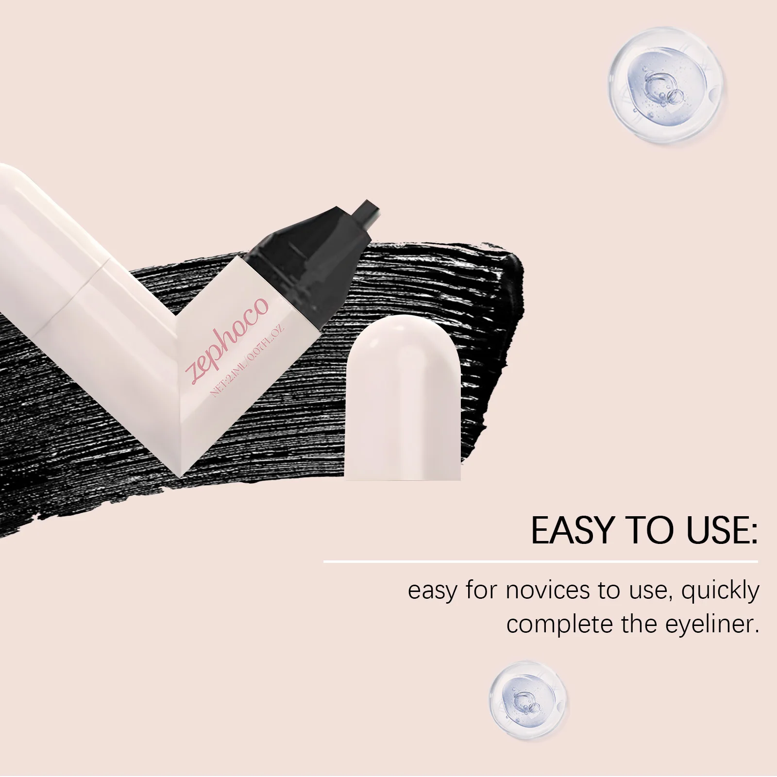 Double Ended Eyeliner Stamp Integrated Waterproof Long Wear Black Brown DIY Liquid Eye Liner Pen Fast Drying Portable Makeup