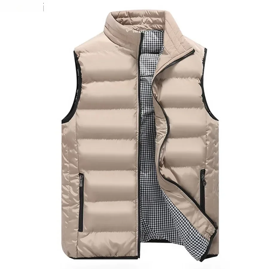 New  Autumn Winter Men's Warm Vest Jacket Solid Sleeveless Down Cotton Waistcoat Jacket Male Casual Vest Coat Plus Size 5XL