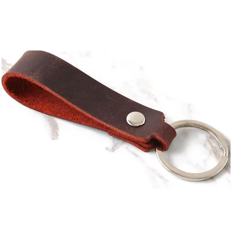 

Wholesale 8 Colors Fashion Handmade Leather Car Keychain for Men Waist Hanging Pattern Cowhide Key Chain Wallet Keyring Keyholde