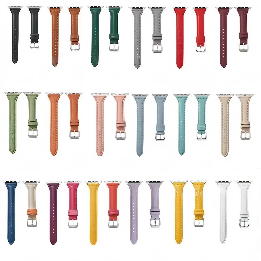 حزام جلدي نحيف لساعات أبل الذكية 22/38/40/41/42/44/45/46/49 مللي متر سلسلة iWatch معصمه مبيعات الجمعة السوداء