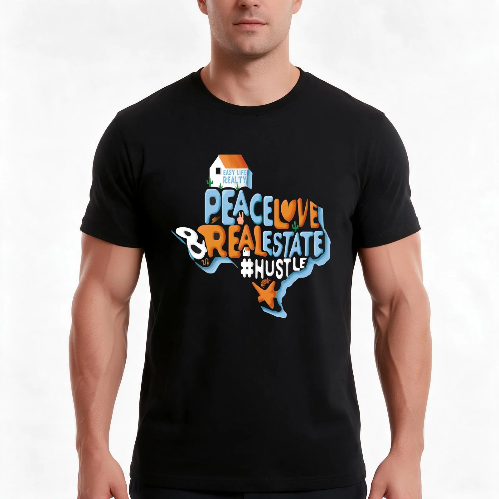Peace Love & Real Estate T-Shirt Summer Casual Cotton Tee Oversized Streetwear Tops Vintage Graphic Print Unisex Men Women