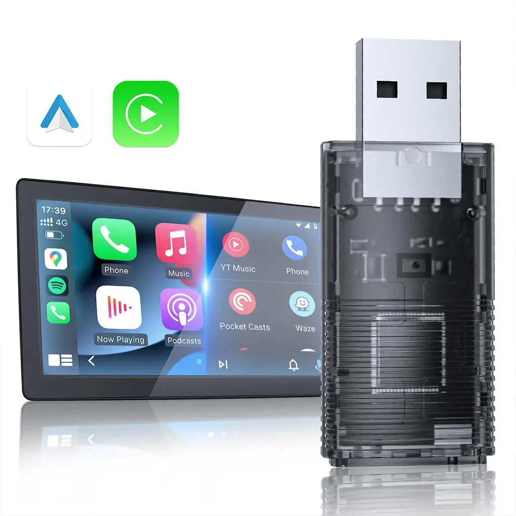 

ABS Transparent Shell 2 In 1 Wireless Car Play Adapter Wireless Android Auto Adapter Wireless Car