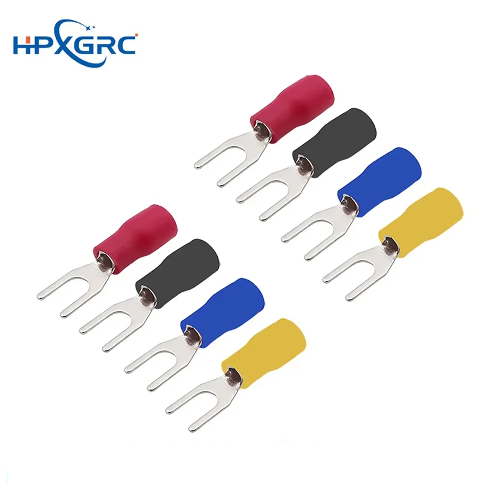 HPXGRC SV1.25-4S Insulated Brass Fork Terminal Copper Crimp Terminal Connector Ring & Spade Type Splice Included