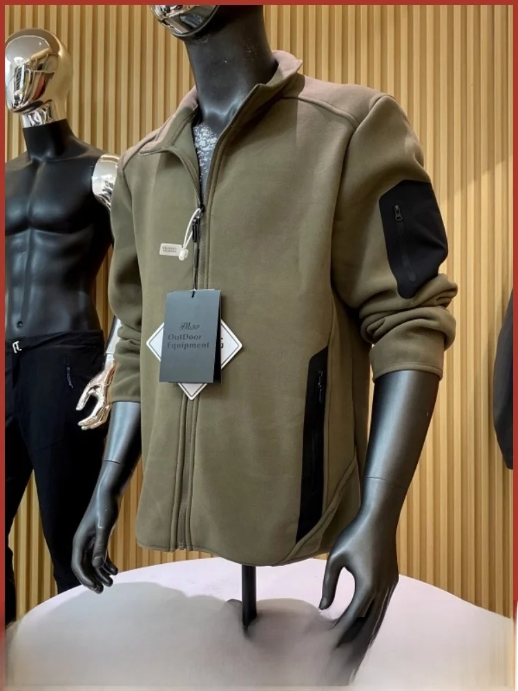 

Мужское ветрозащитное пальто с воротником-стойкой на подкладке Fce, спортивное пальто на открытом воздухе, теплое молодежное трендовое пальто-стойка, длинная застежка-молния све