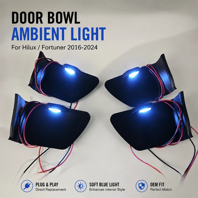 For Toyota Hilux Revo N80 Fortuner 2016-2024 Door Bowl LED Ambient Light Car Interior Handle Lamp Plug Play Light Kit