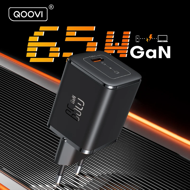 QOOVI GaN 65W Charger USB Type C Fast Charging Quick Charge 4.0 Adapter USB-C PPS Charger For iPhone Macbook Samsung Xiaomi ipad