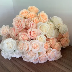 9Heads Roses Bouquet Artificial Flower beige peach creamy Champagne Rose Fake Rose Living Room  Decoration Wedding